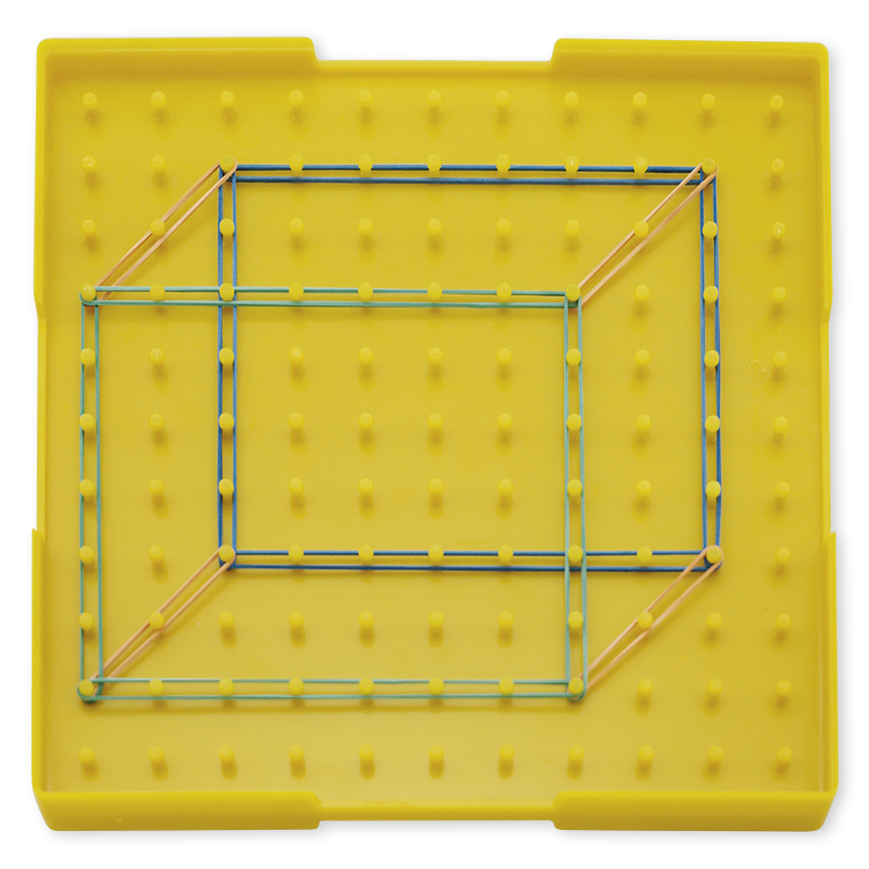Geometriplatta dubbelsidig (11x11 stift), 23x23 cm, gul