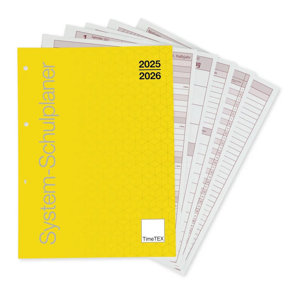 TimeTEX Schulplaner "lose Blatteinlage", A4-Plus, gelb 2025/2026