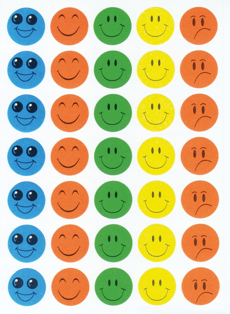 Belöningsklistermärker, 210 st, smileyfärgade