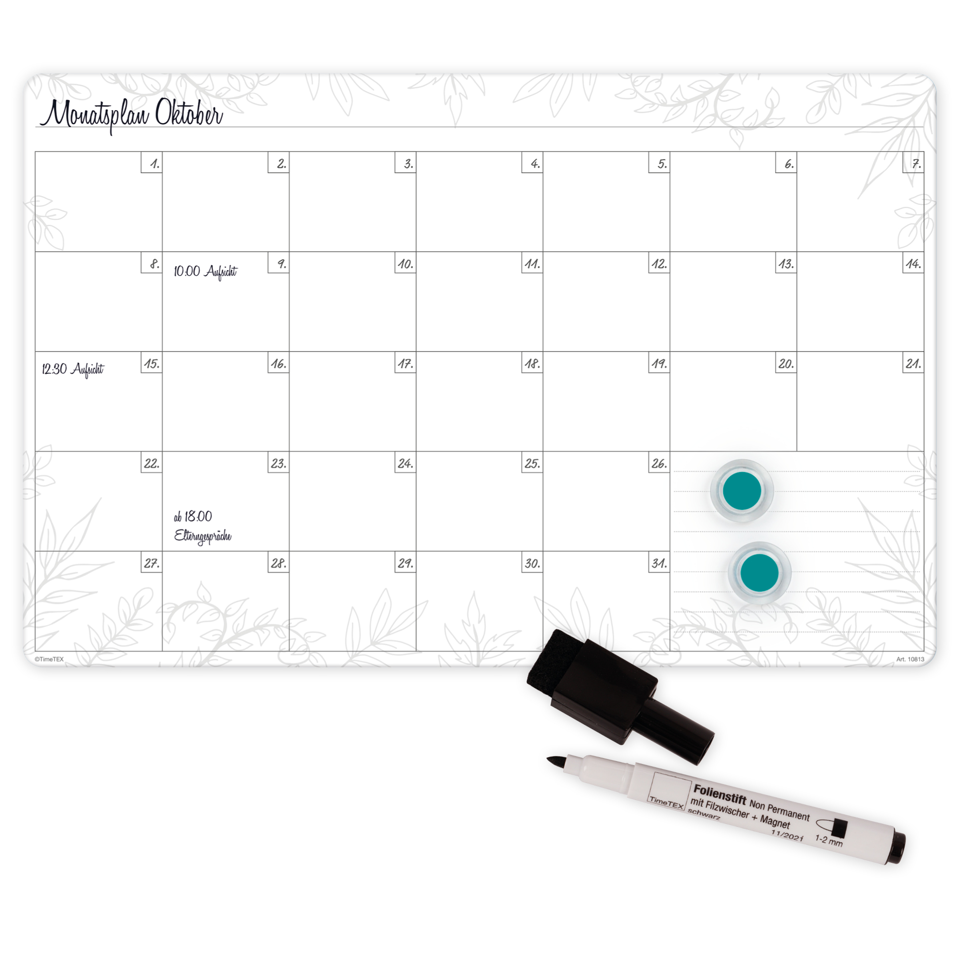 Hagemann TimeTEX Whiteboard-Monatsplan A3-Plus "Mein Monat", magnetisch, 4-tlg.