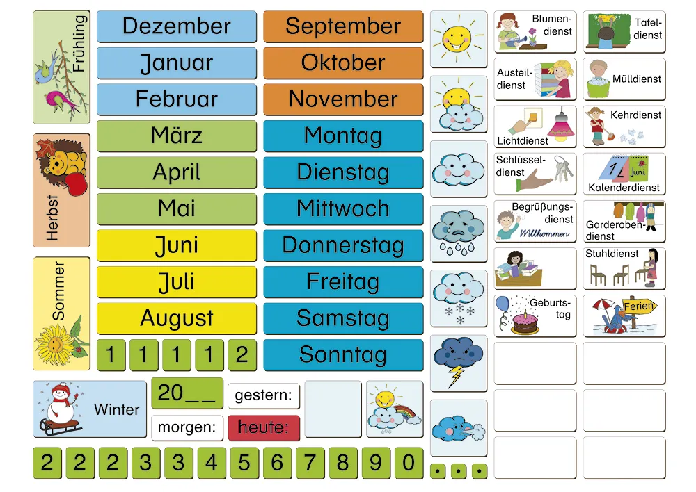 Magnetischer Kalender mit Klassendiensten, 76-tlg.