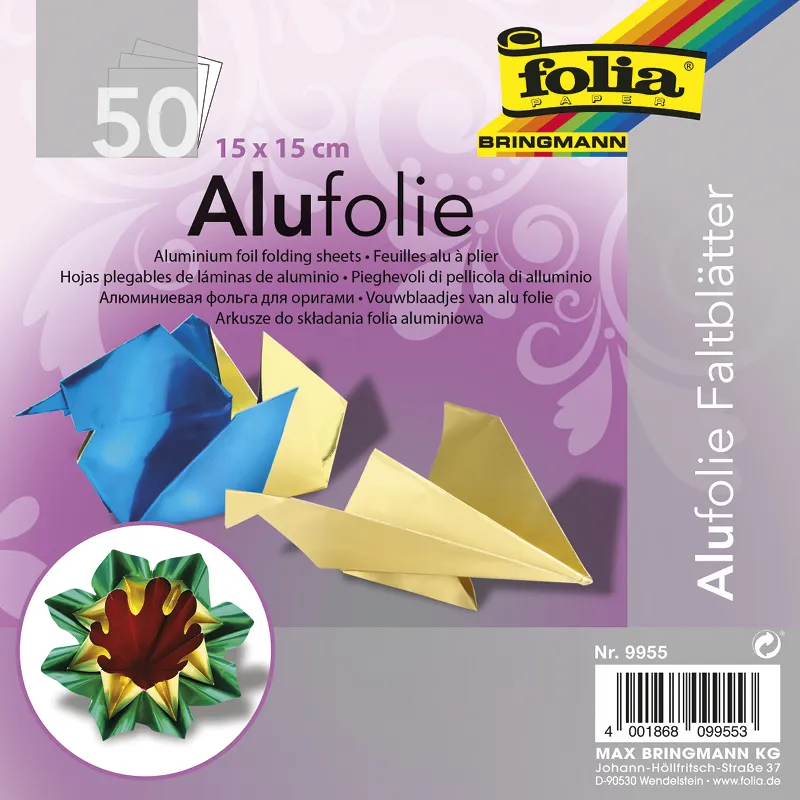 Alu-Faltblätter 15x15 cm, 50 Blatt