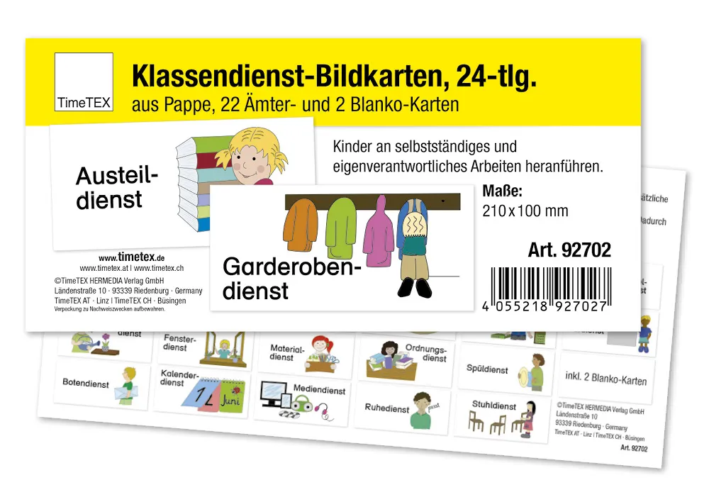 Klassendienst-Bildkarten aus Pappe, 24-tlg.