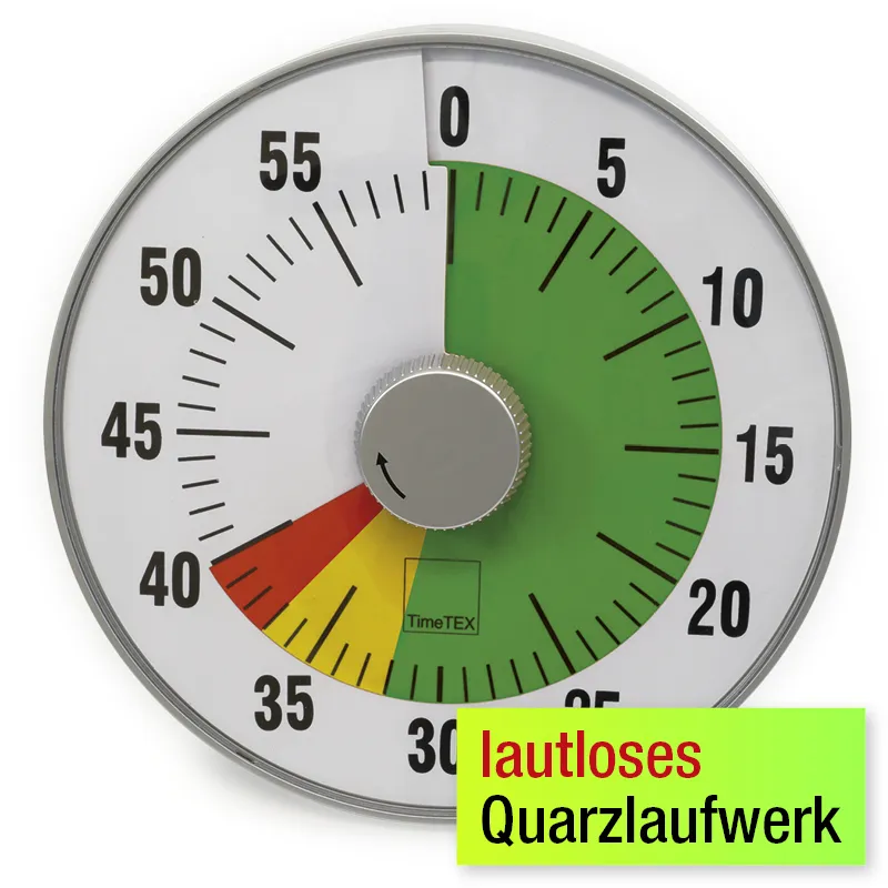TimeTEX Zeitdauer-Uhr "lautlos" L, 19 cm ø mit Ampelscheibe