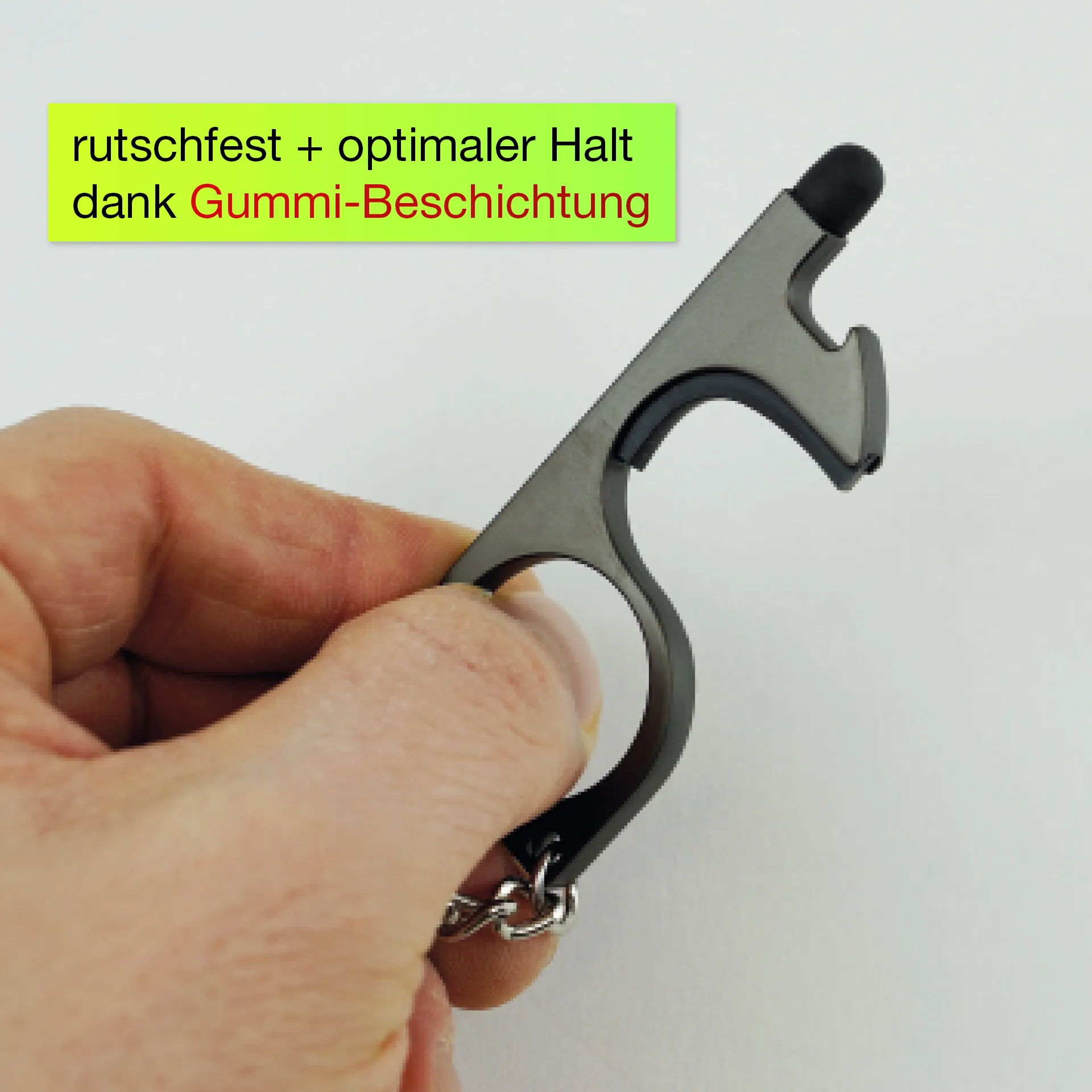 Hygiënehaak met coating en sleutelring, zwart