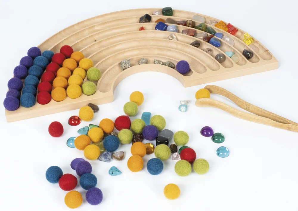 Regenbogen-Brett aus Holz, 45x22 cm