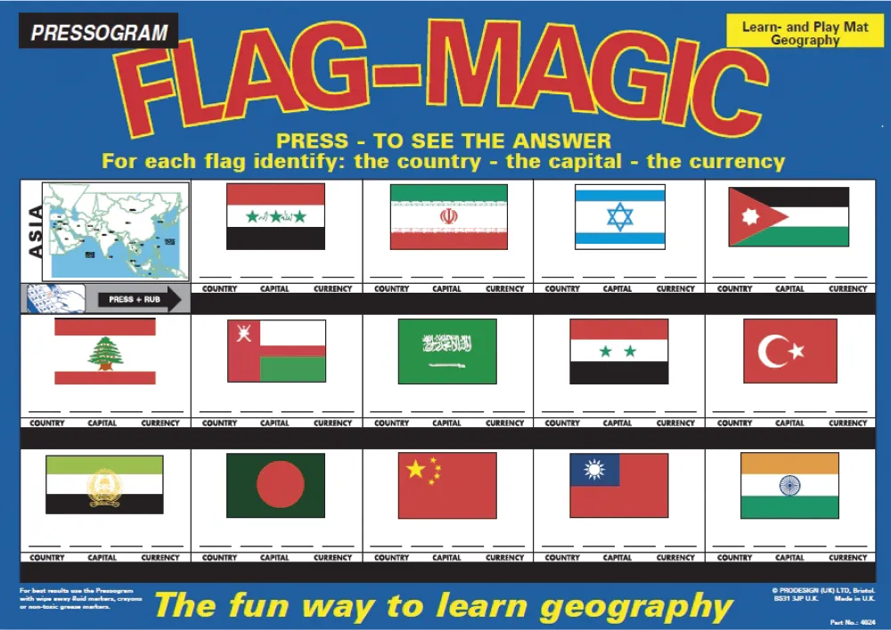TimeTEX Magic Board "Flagga Magic" engelska Asien