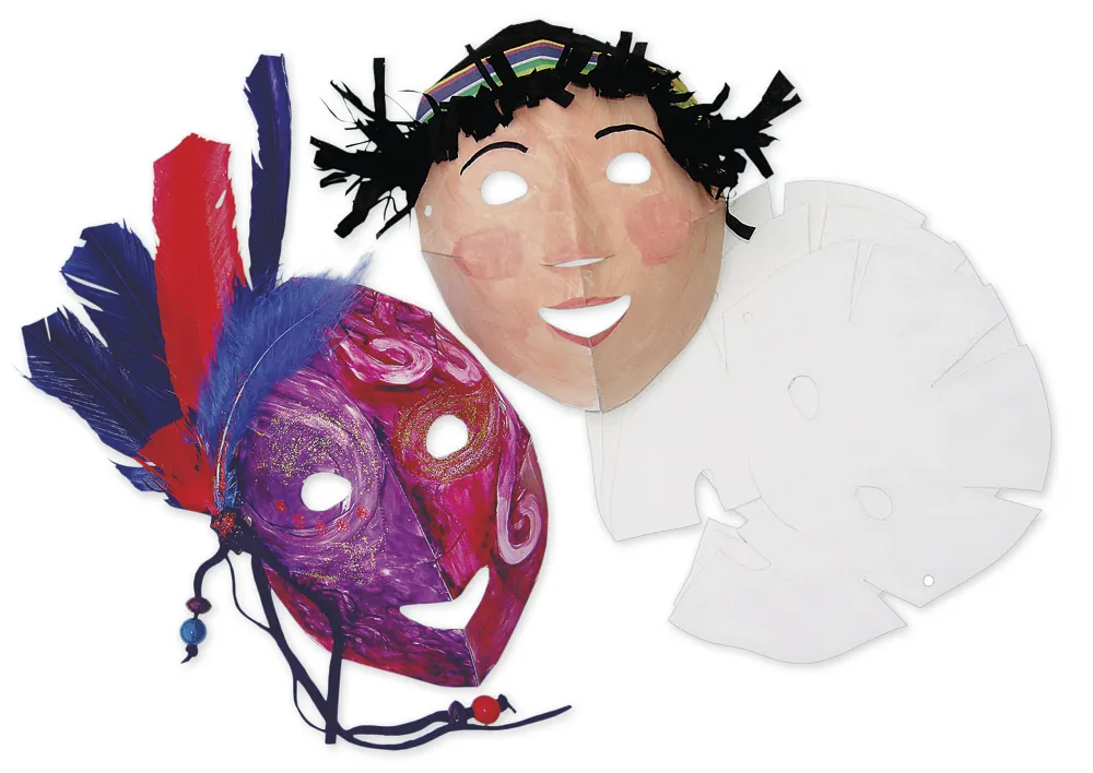 Dreidimensionale Masken zum Selbstgestalten, 40 Stück