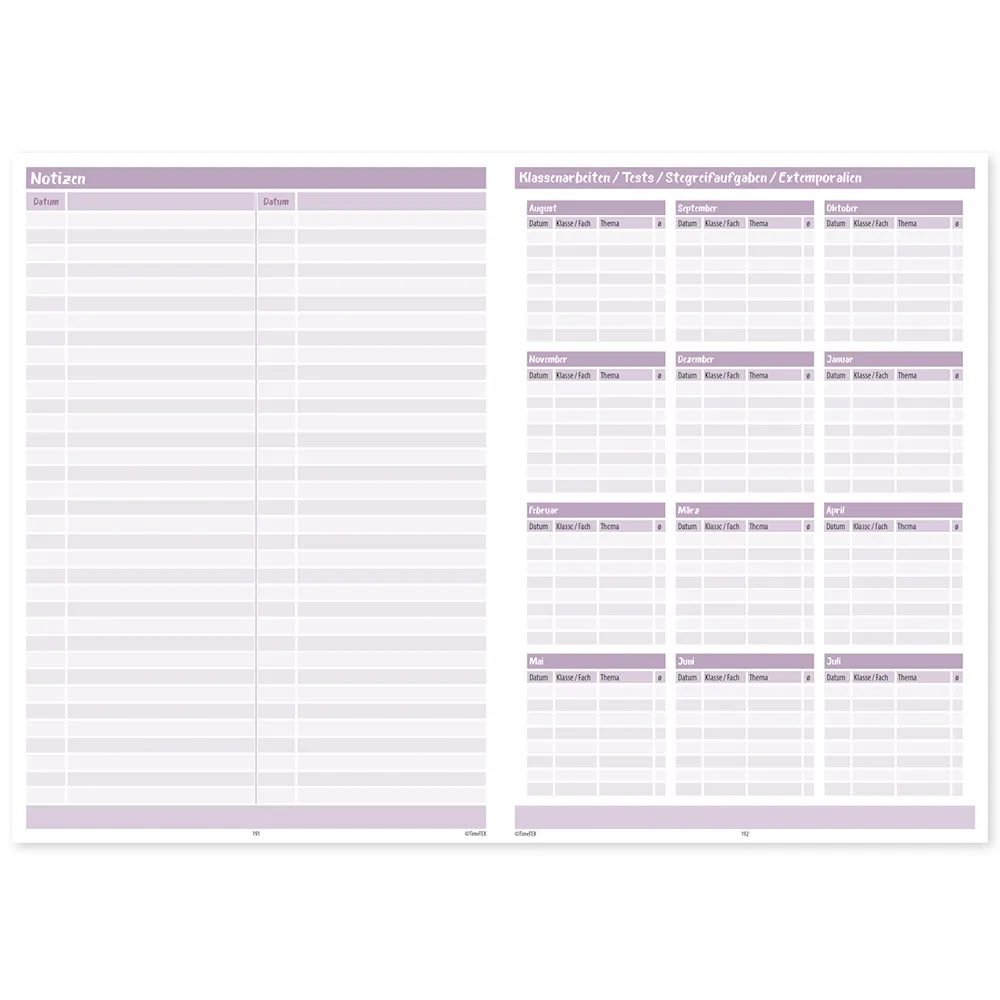 TimeTEX Design-Schulplaner A5-Plus 2025/2026, pink