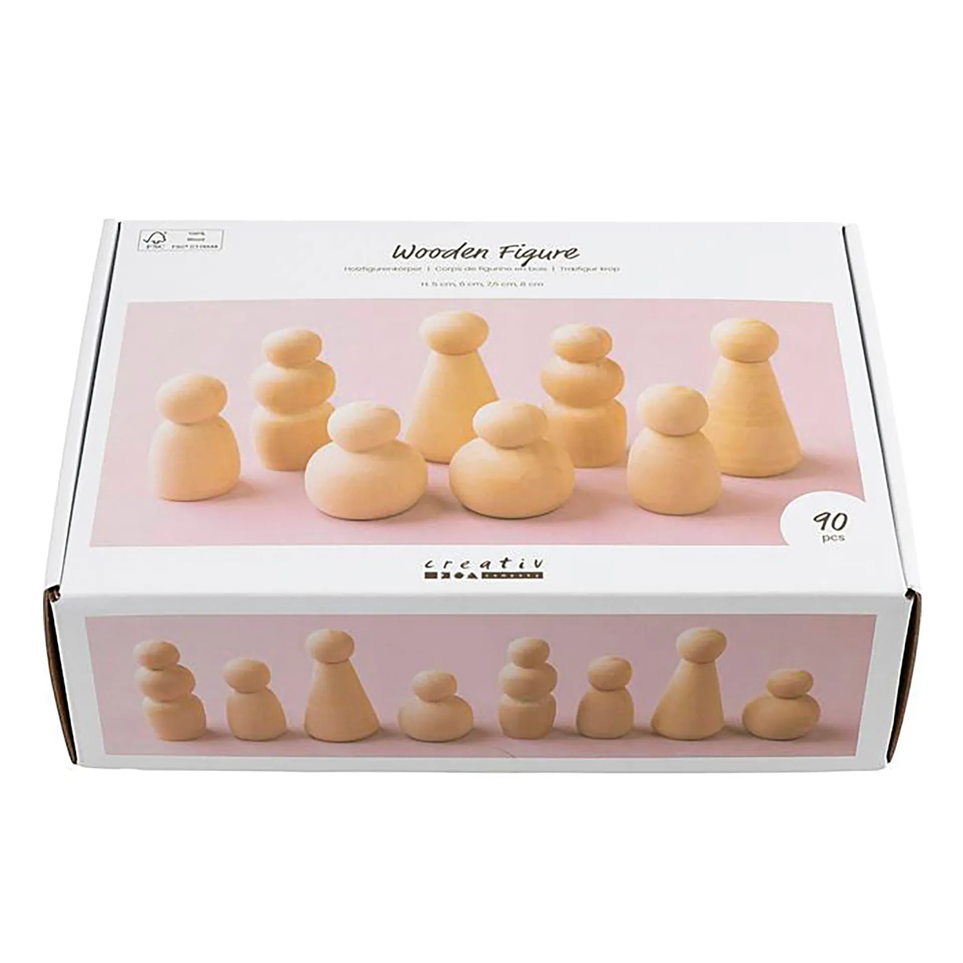 Holzfiguren "Körper" aus Holz, 90 Stück