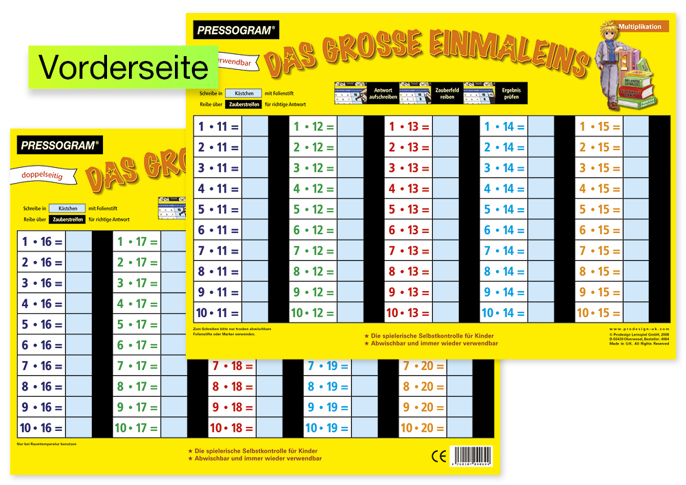 TimeTEX Zaubertafel "Mathematik" Großes 1 x 1