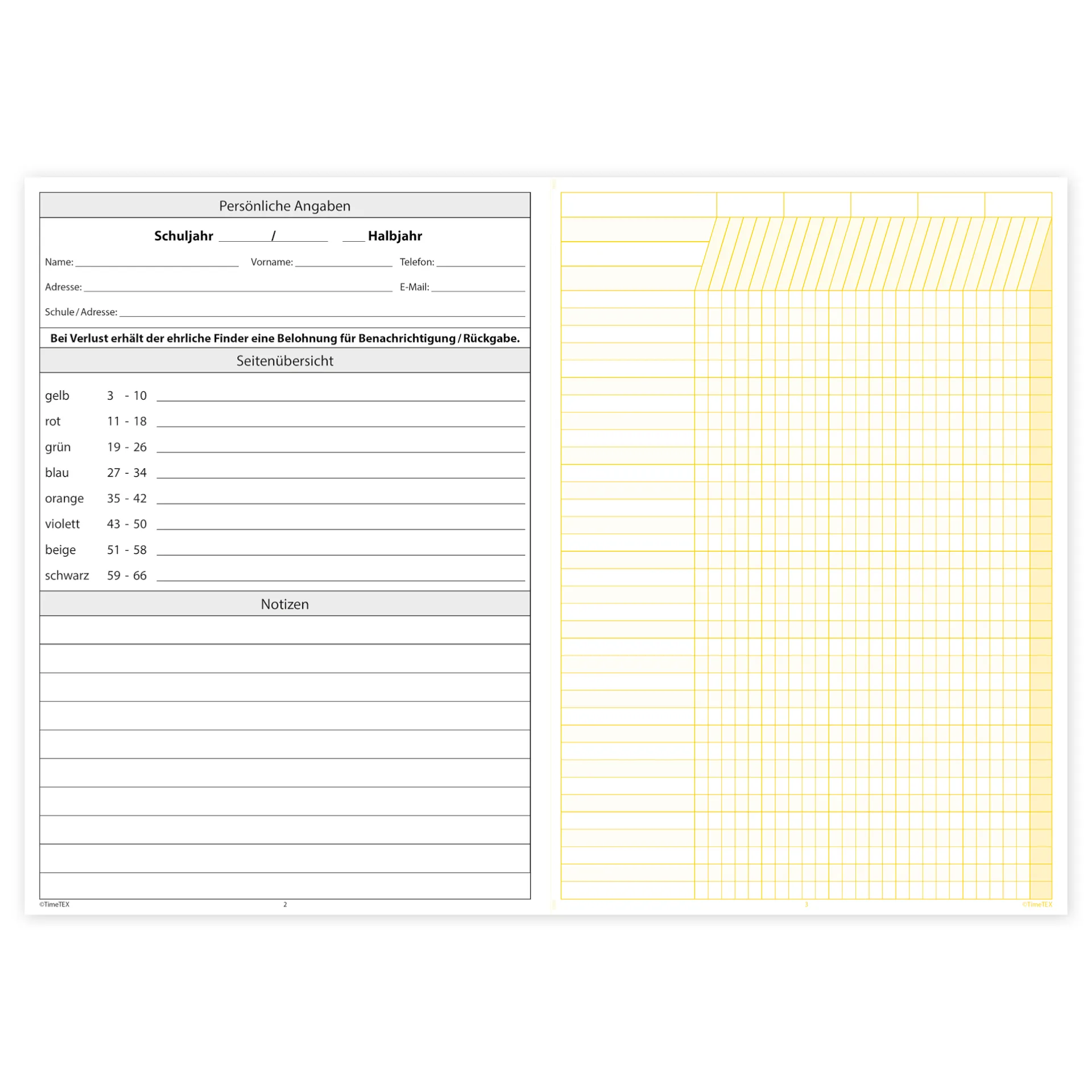 TimeTEX Heft Universal-Listen A4, 64 Seiten
