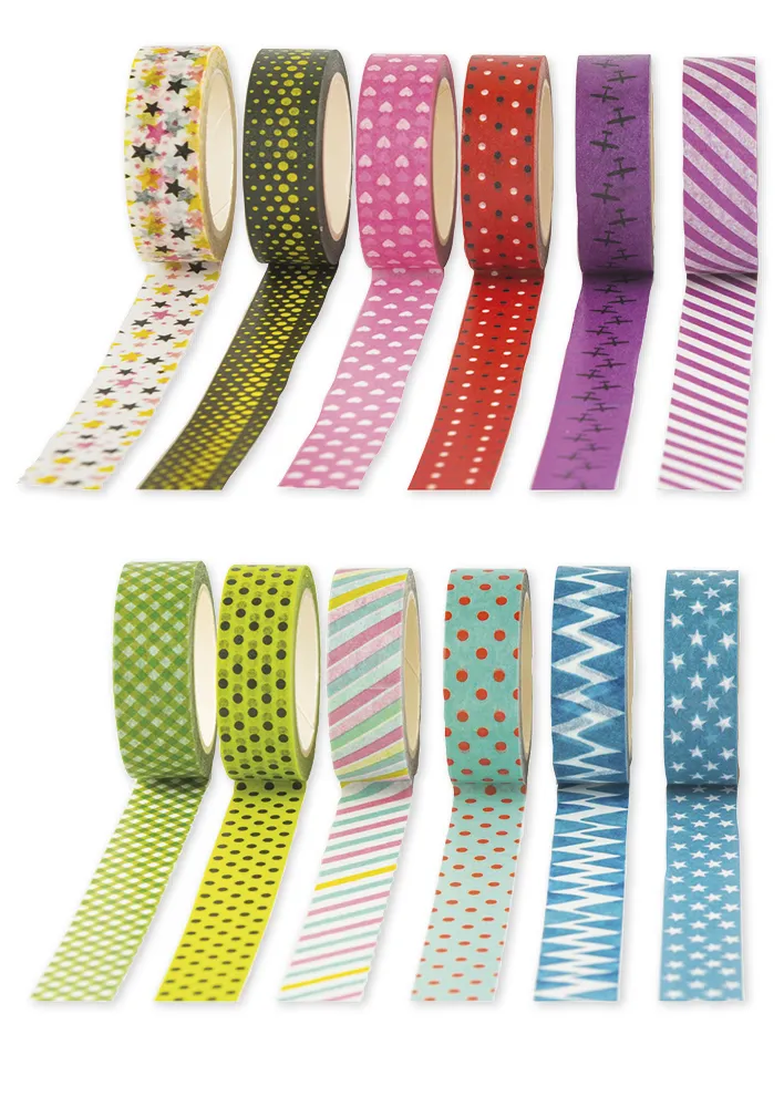 WASHI tape, set 12 rollen