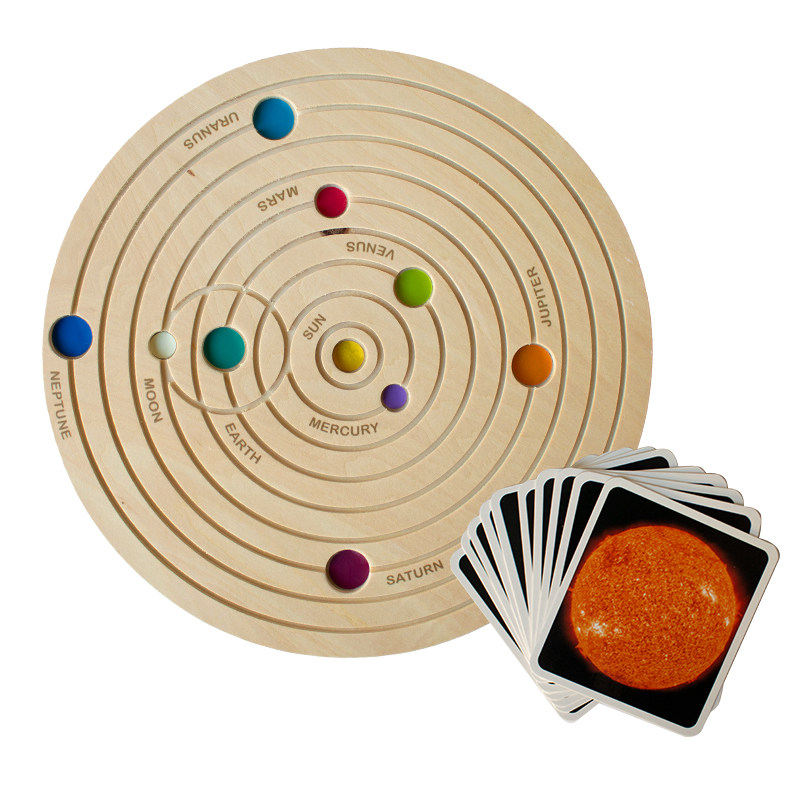 Set 3D-Sonnensystem aus Holz, 22-tlg.