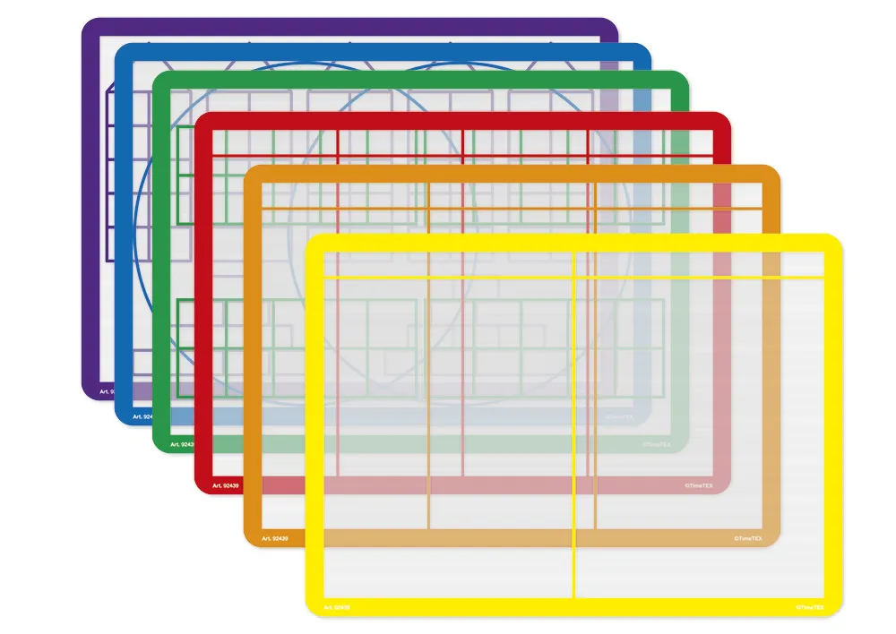TimeTEX set beräkningsfältsfolier A3, färgade, 6 st.