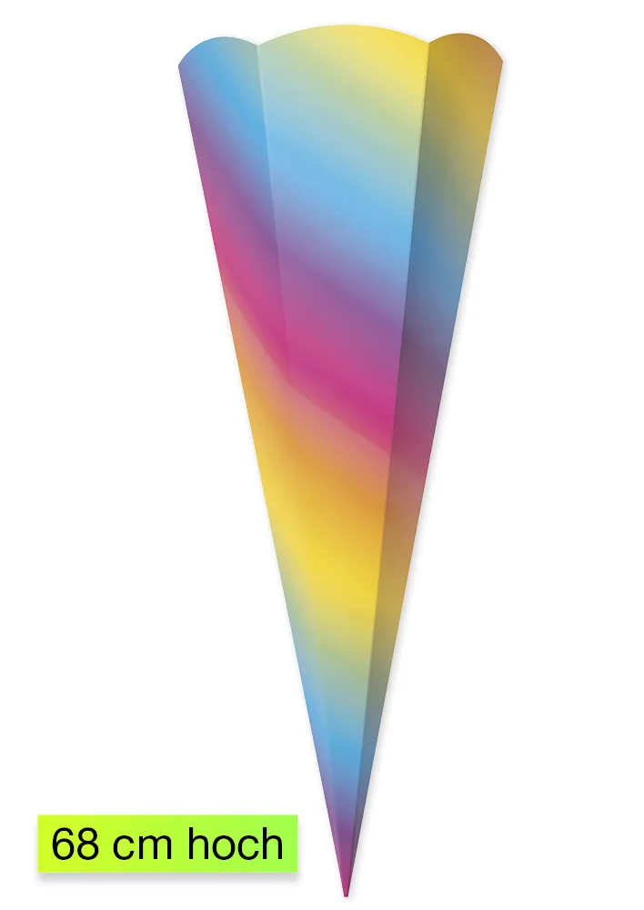 Schultüten zum Stecken "Regenbogen", 68 cm hoch, 5 Stück