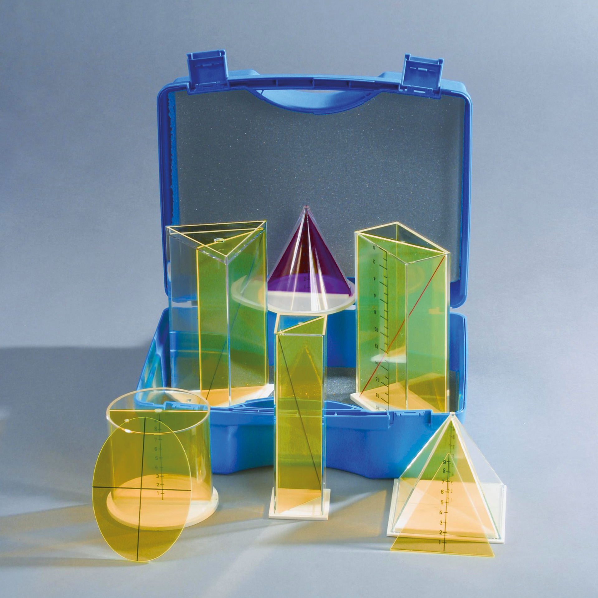 TimeTEX Set Geometrie-Körper mit entnehmbaren Schnitten, 6-tlg. im Koffer