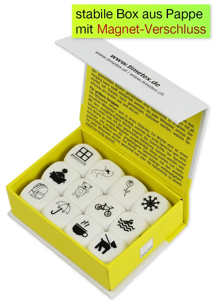 Würfel-Set Geschichten "Fantasie", 12-tlg., 20 mm in Box II./SO