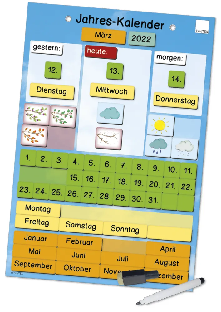 TimeTEX Jahres-Kalender magnetisch, ca. 28 x 41 cm