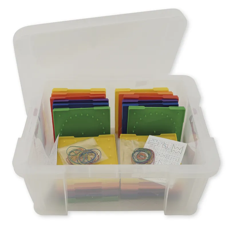 Klassensatz Geometrie-Brett doppelseitig (5x5 Stifte), 24 Stück in Box, 15x15 cm, bunt