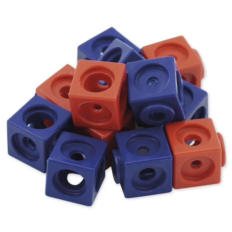 Set Steckwürfel rot/blau, 1,7 cm, 100 Stück in Box