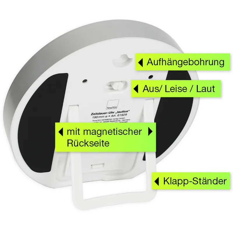 TimeTEX Zeitdauer-Uhr "lautlos" L, 19 cm ø mit Ampelscheibe