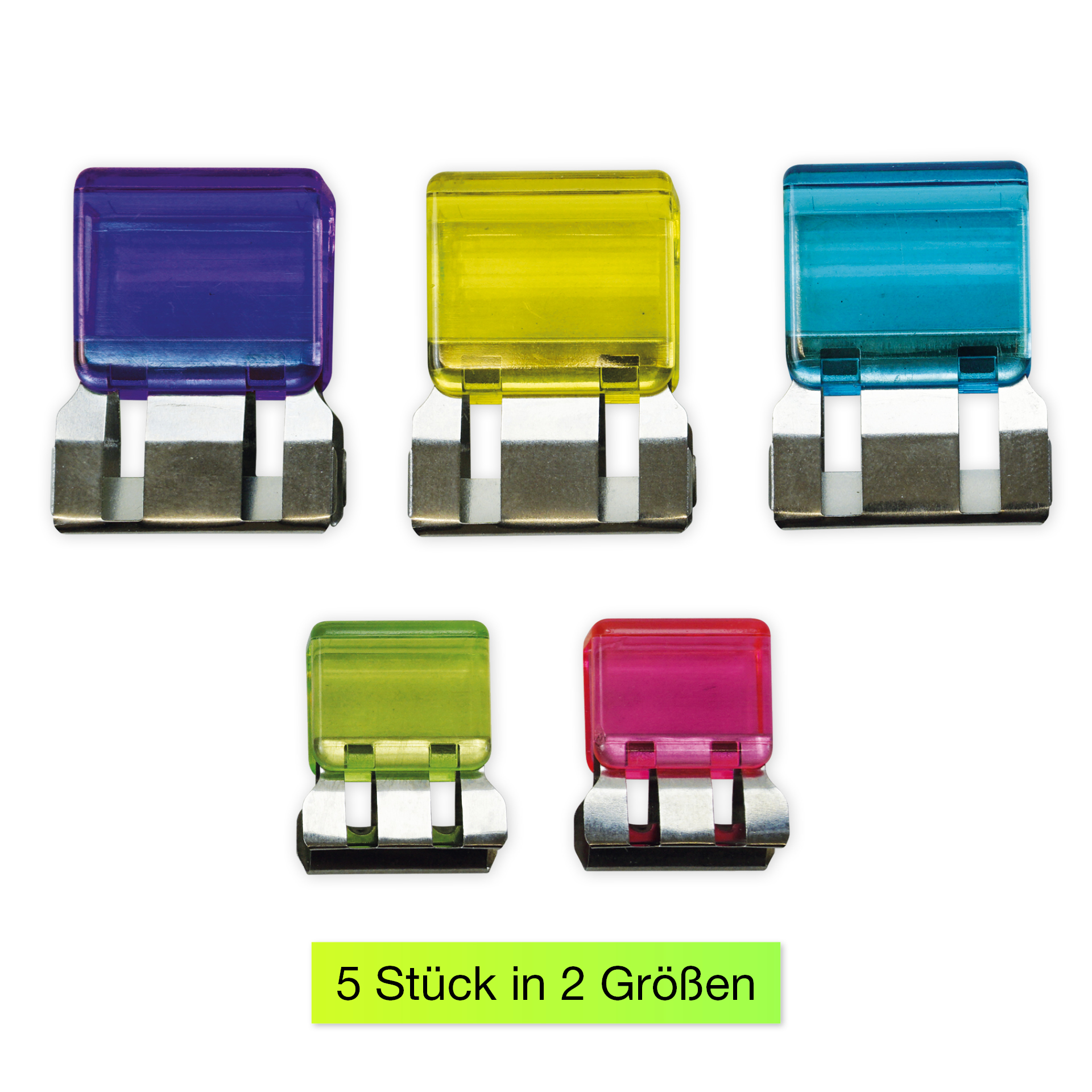 Set Papierstapel-Klammern, 5-tlg., transparent