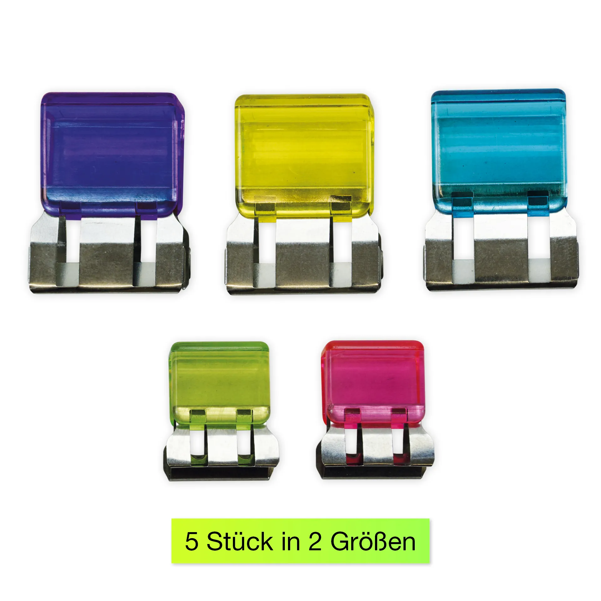 Set Papierstapel-Klammern, 5-tlg., transparent