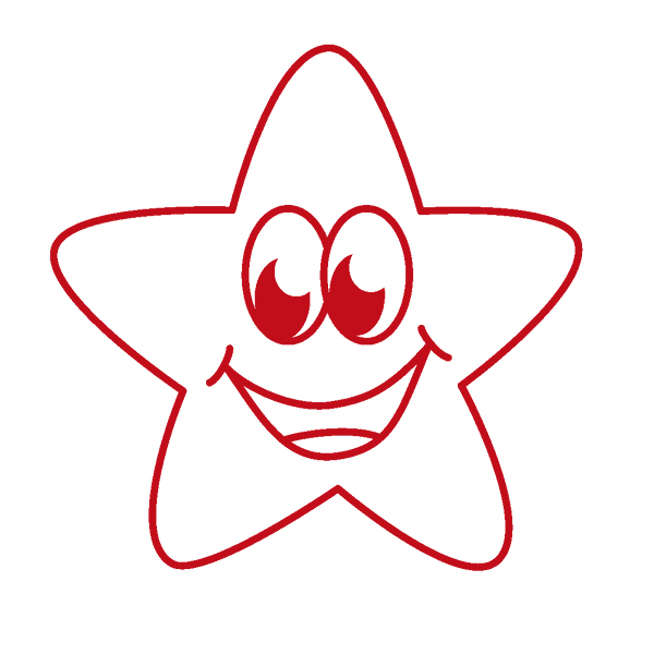 Screentryck stämpel "Perpetuum" rund "skrattar stjärna"