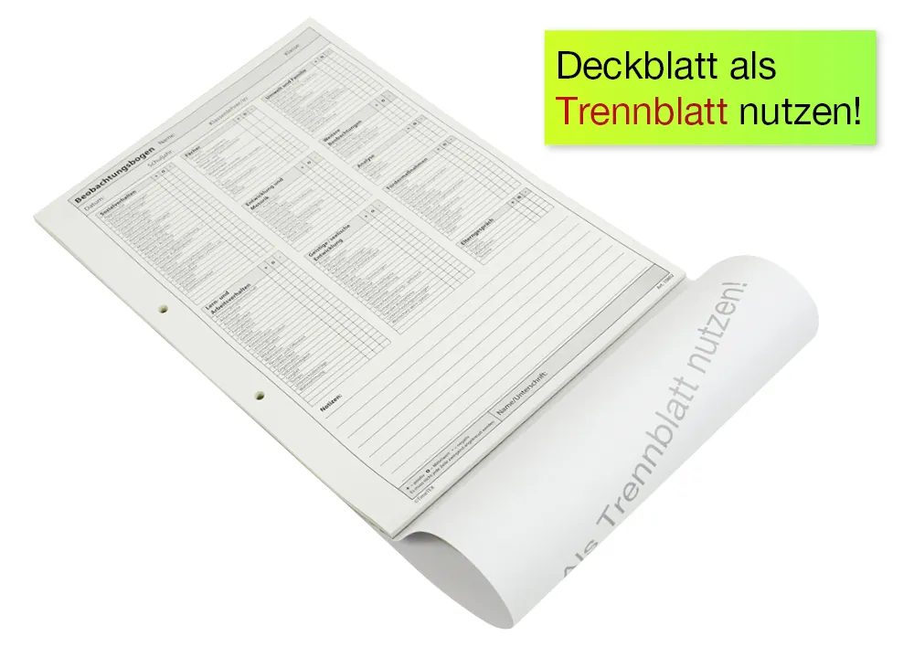 TimeTEX Block Schüler-Beobachtung A4, 30 Blatt mit Durchschlag