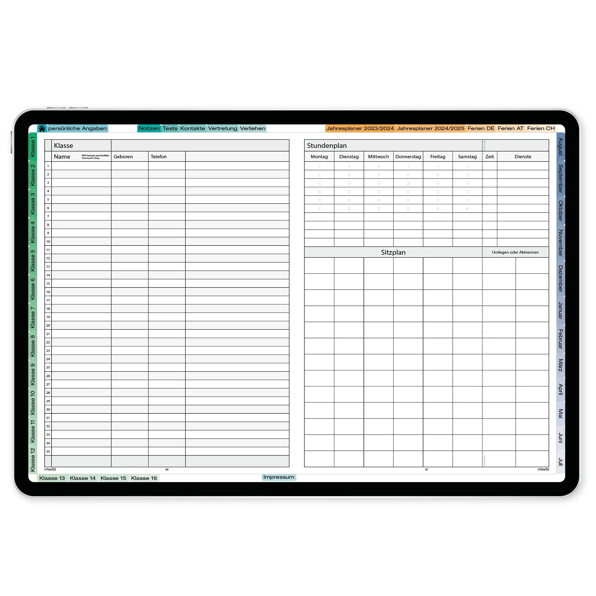 TimeTEX Digitaler Fachlehrer-Planer DigiPlan 2026/2027