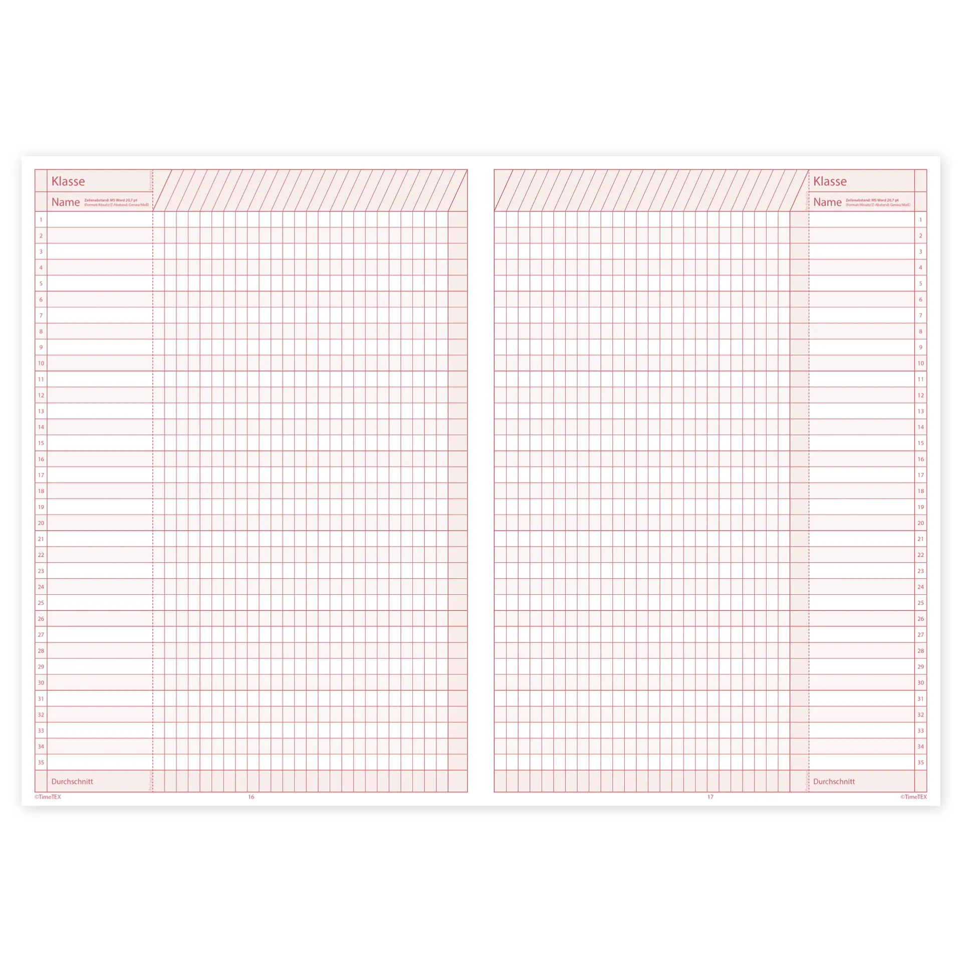 TimeTEX Klassen-Checklisten, A4 