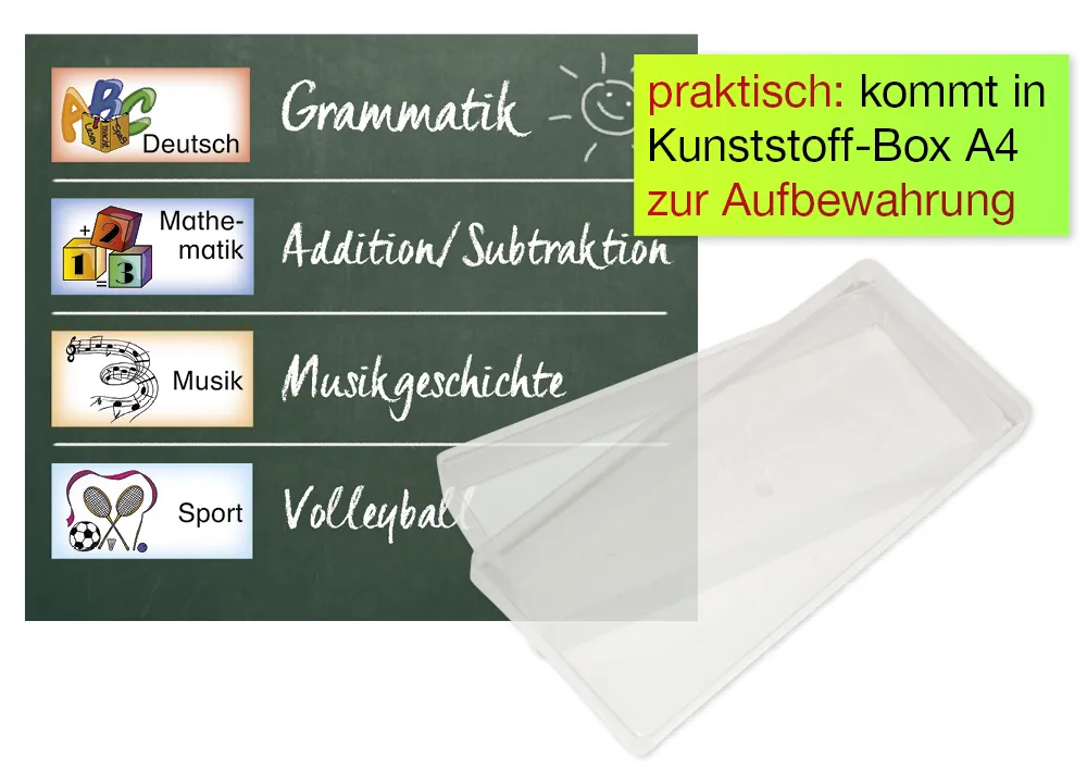 Stundenplan-Bildkarten aus Pappe, magnetisch, 40-tlg., in Box