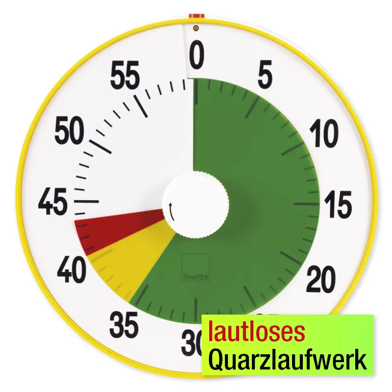 TimeTEX Zeitdauer-Uhr "lautlos" XL, 32 cm ø, mit Ampelscheibe + Pausentaste