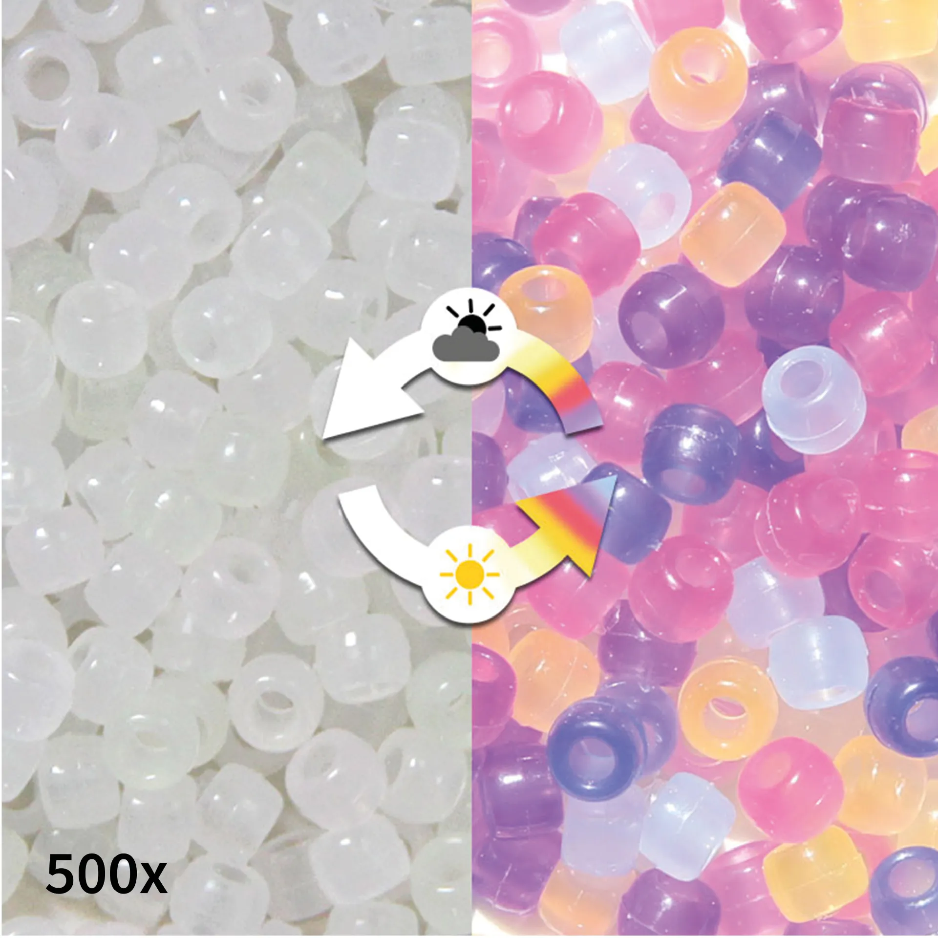 Gruppen-Set UV-Perlen, bunt, 500 Stück Gruppen-Set UV-Perlen, bunt, 500 Stück