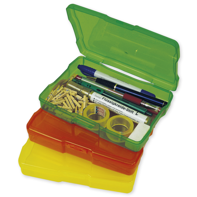 TimeTEX set färglådor med gångjärnslock, transparent, 3 st.