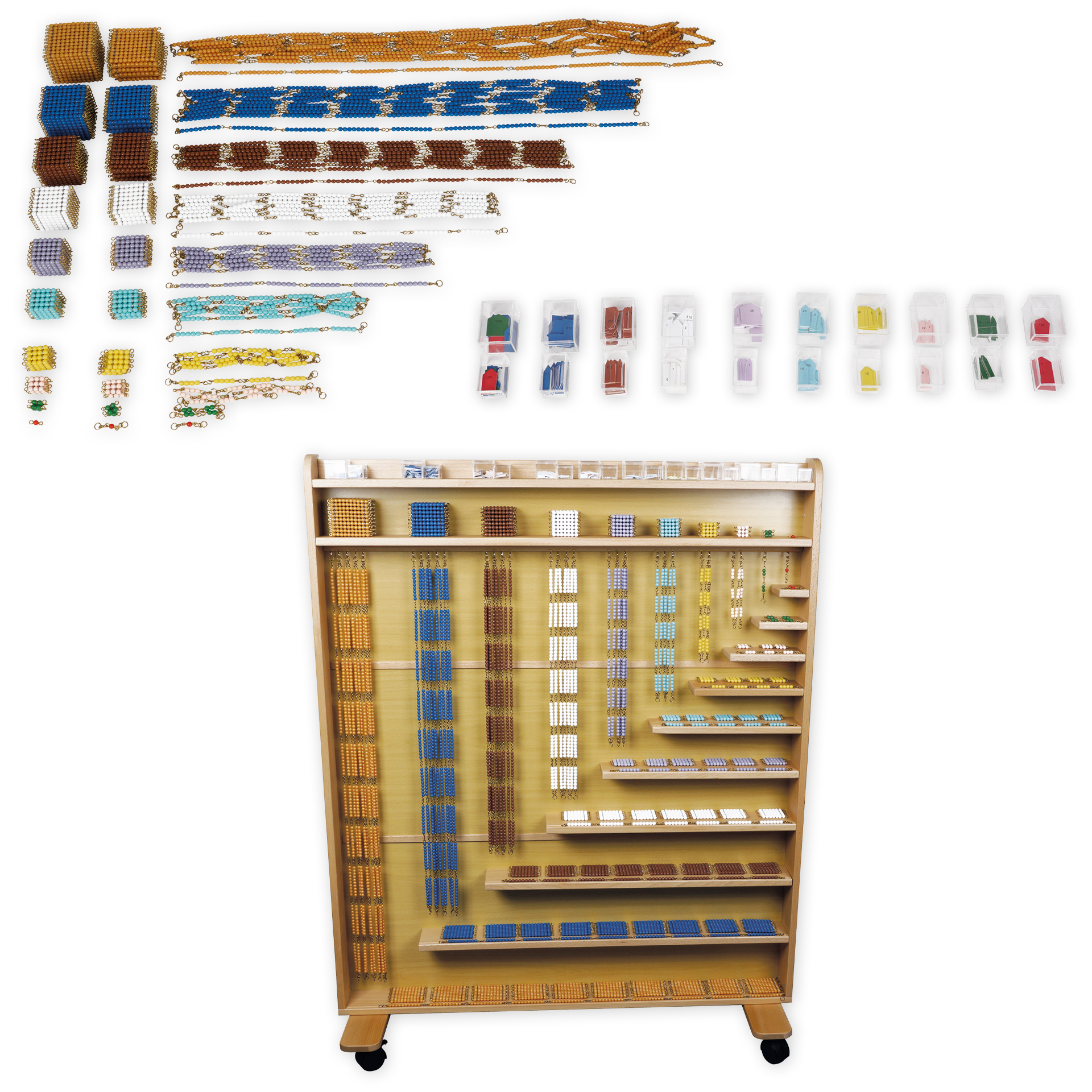TimeTEX Set Perlenregal mit Perlen und Pfeilen "Montessori Premium"