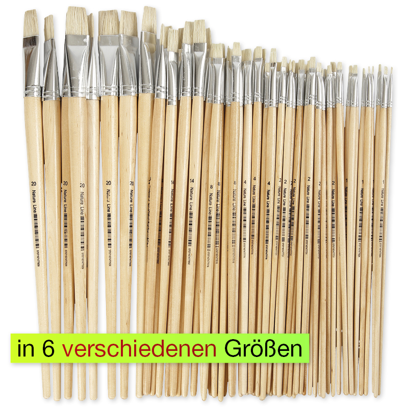 Naturhaar-Flachpinsel lang, 64-tlg.