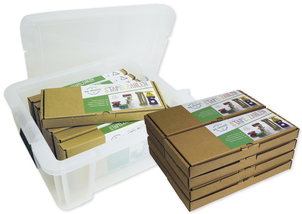 TimeTEX Klassensatz Stapel-Zahlen Montessori-Farben, 8-tlg., in Stapel-Box "Montessori Premium"