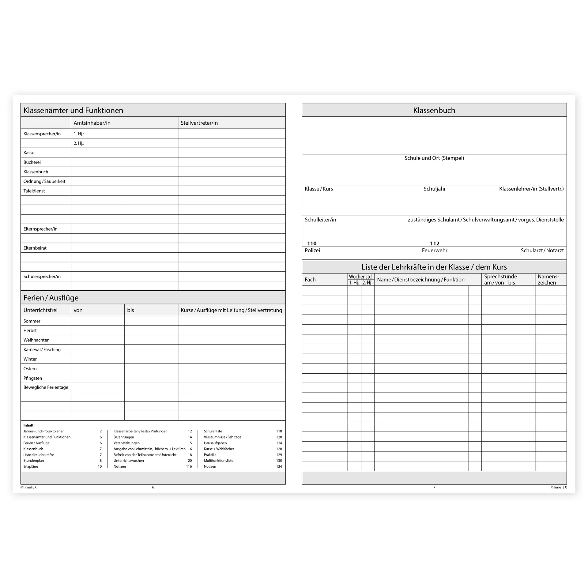 TimeTEX Klassenbuch A4-Plus, Sekundarstufe + Grundschule