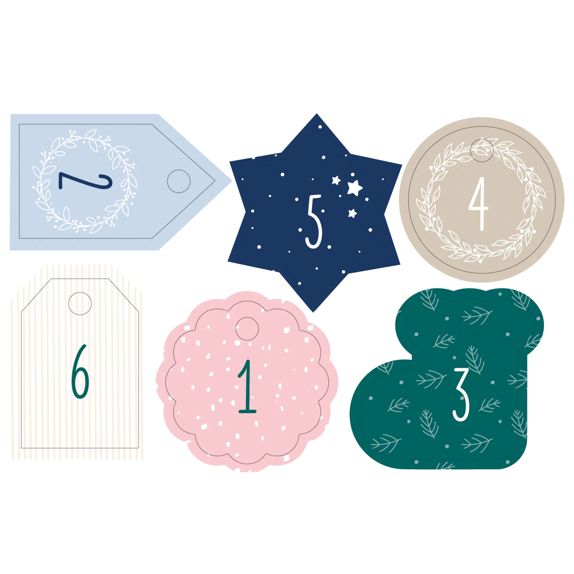 Bastelset "Adventskalender Basic", Stoffbeutel, 49-tlg.