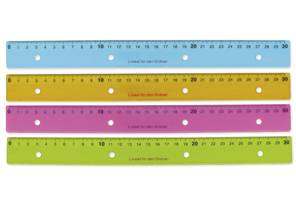 Lineal zum Abheften, 30cm, mit 4fach-Lochung