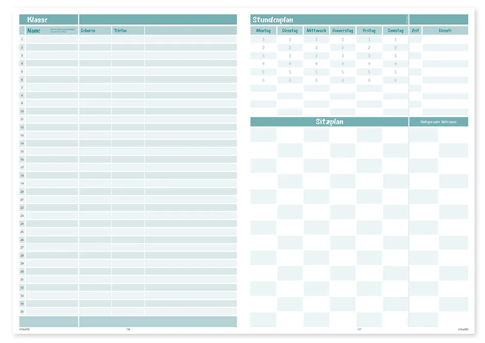 TimeTEX Design-Schulplaner A5-Plus 2026/2027, mint