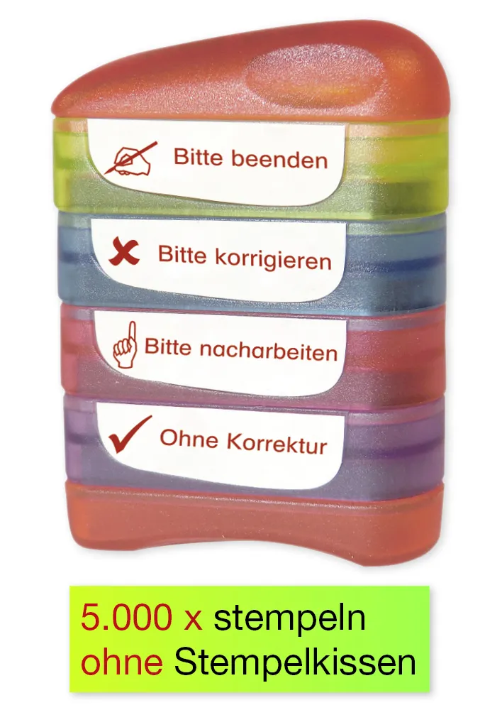 Siebdruck-Stempel "Perpetuum" 4 in 1, "Bitte beenden"