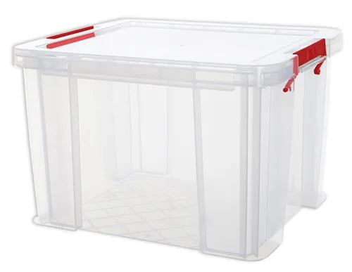 Plastlåda stapelbar, transparent, 36 liter