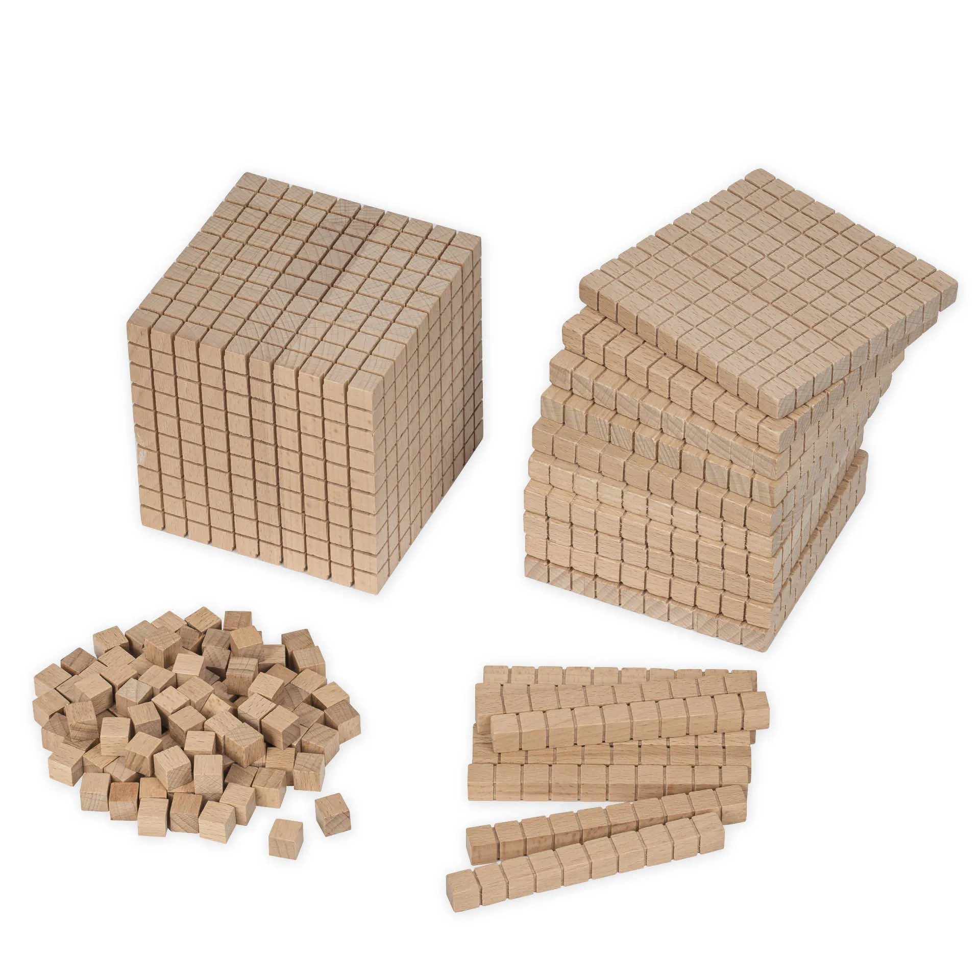 Serie de bloques de base diez, 121 piezas, de madera, unidades hasta 1000