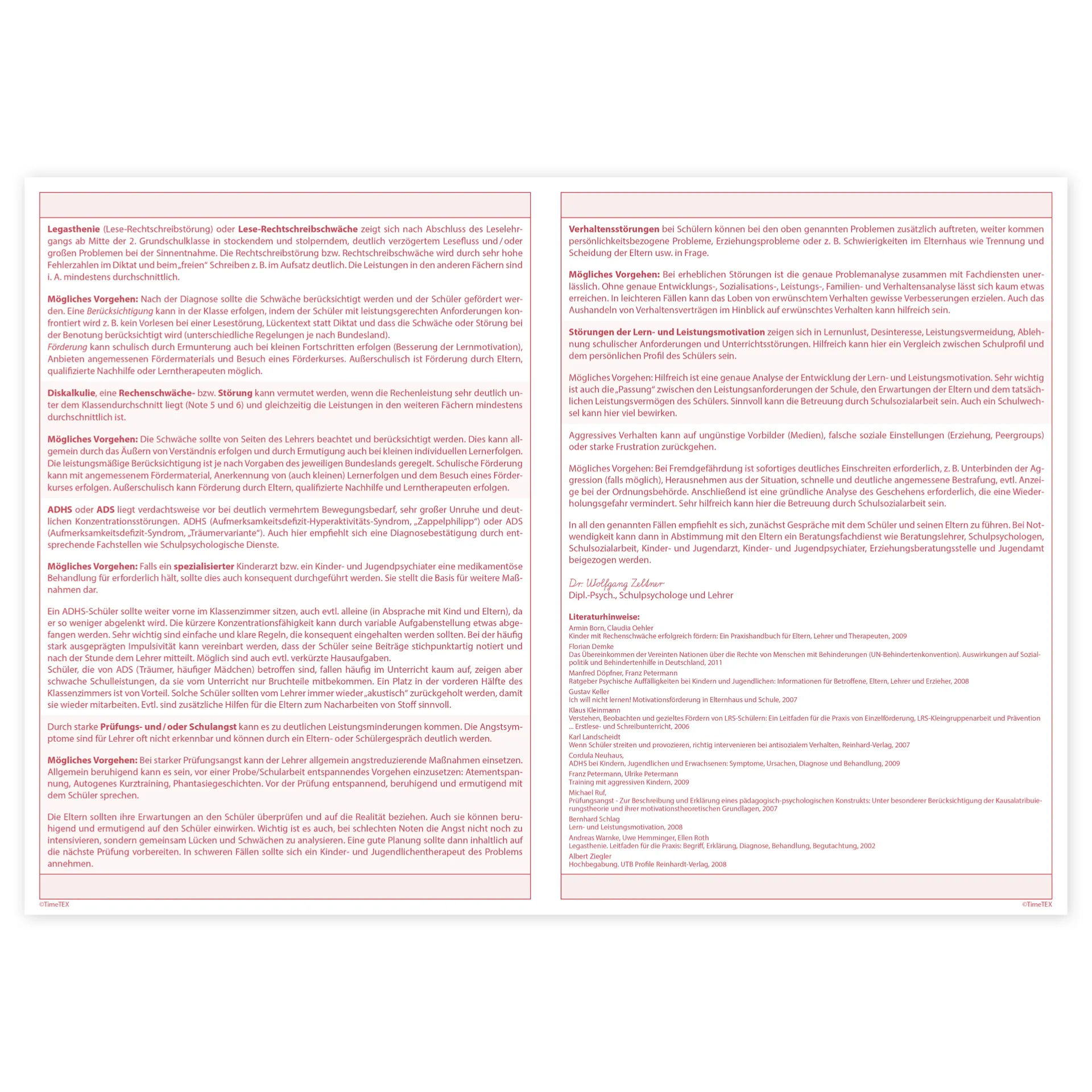 TimeTEX Heft Schüler-Inklusion, DIN A4