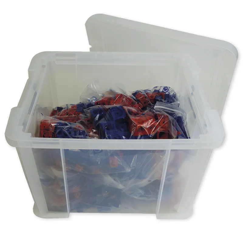 Klassensatz Steckwürfel rot/blau, 21-tlg., in Stapel-Box