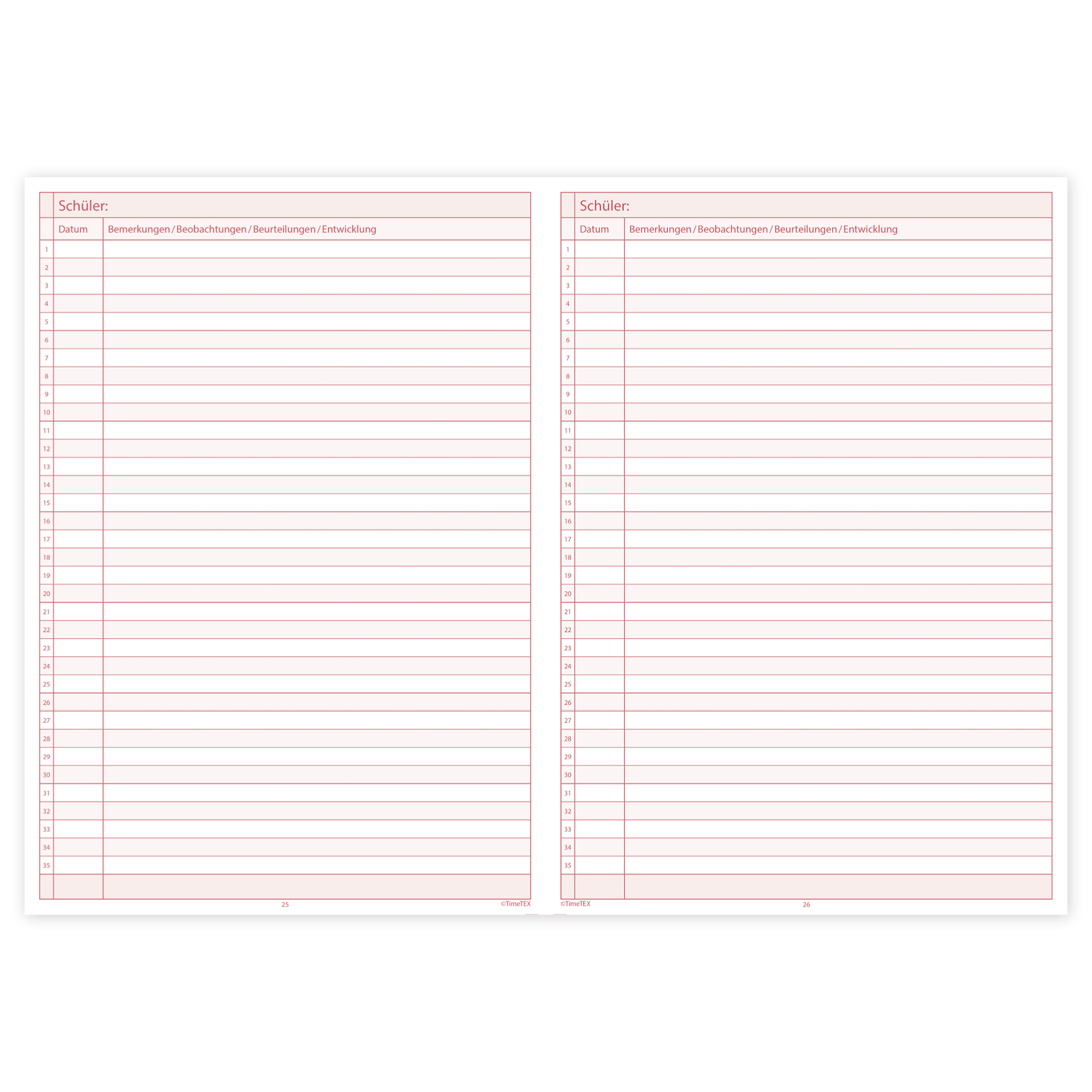 TimeTEX Heft Klassen-Beobachtung A4, 64 Seiten