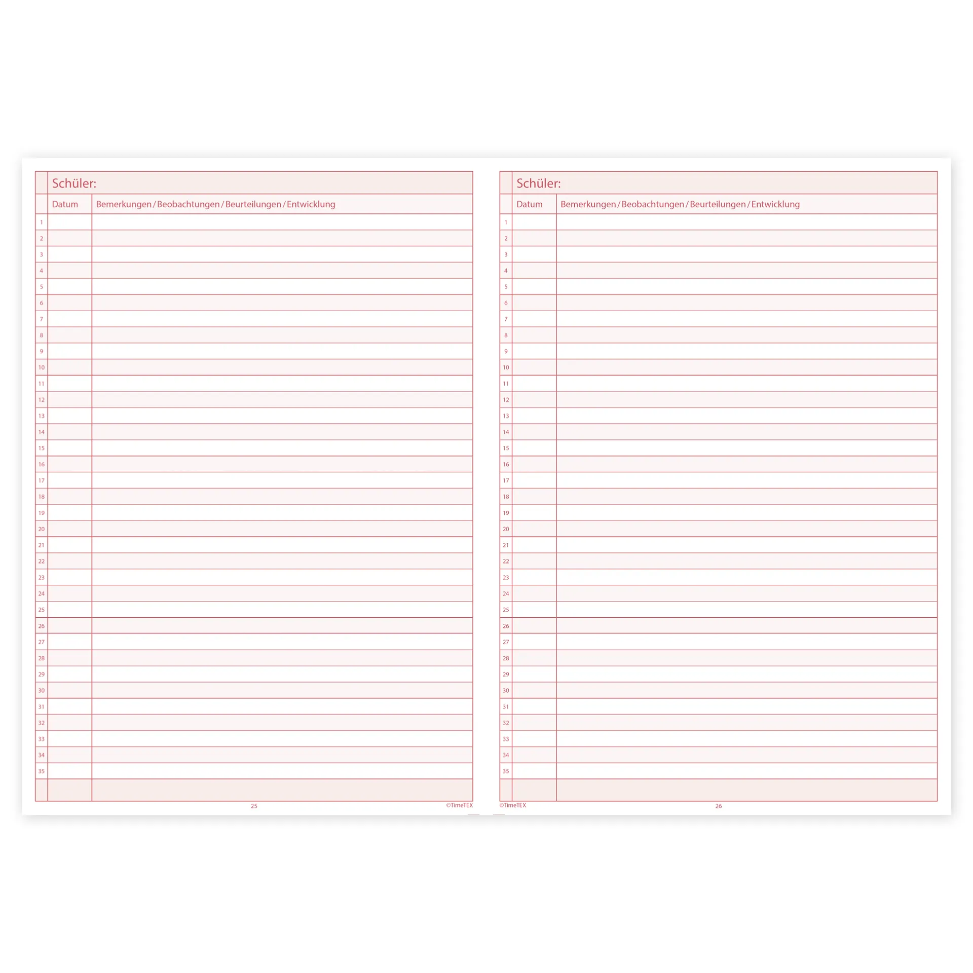 TimeTEX Heft Klassen-Beobachtung A4, 64 Seiten
